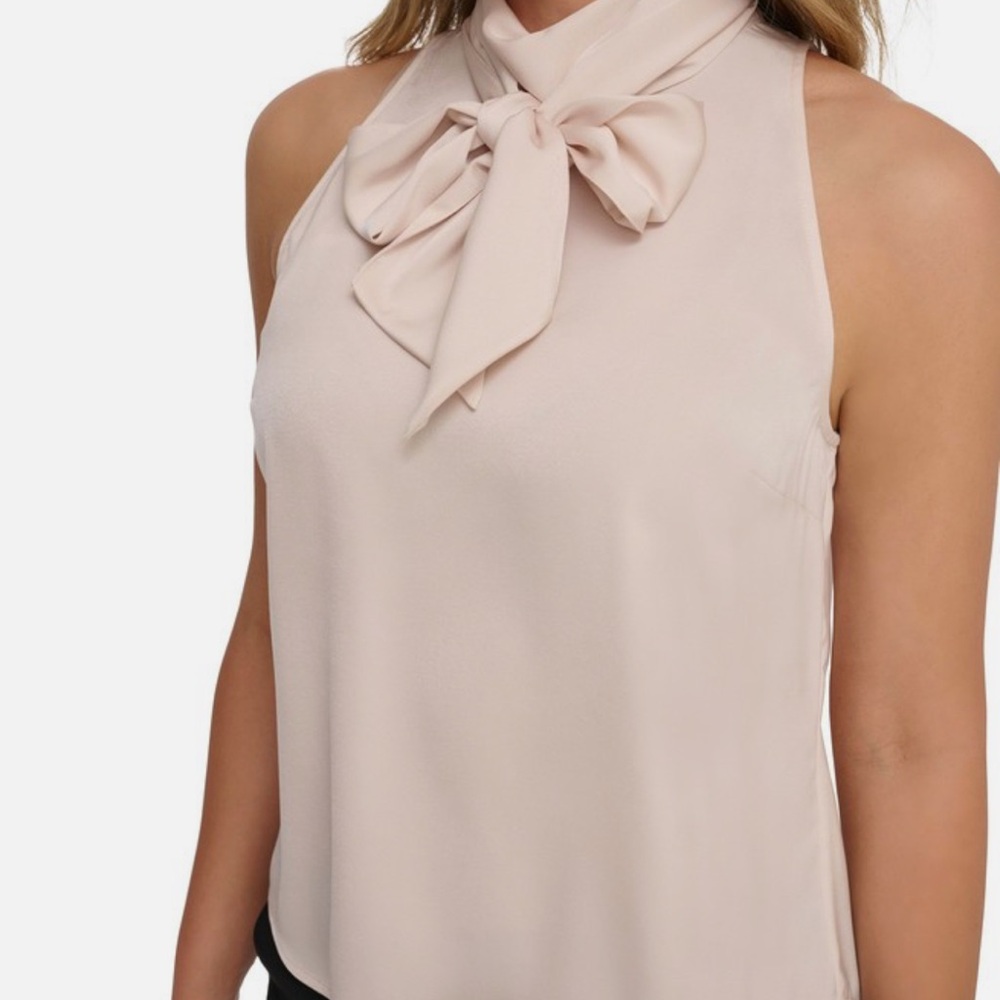 Tommy Hilfiger Cream Bow Tie Women's Top